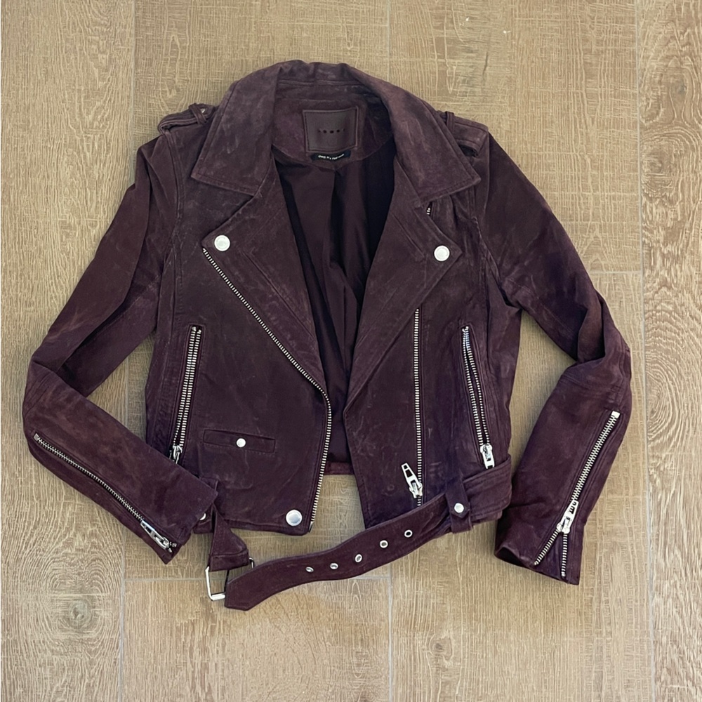 Blank NYC Women's Burgundy Jacket Genuine Suede